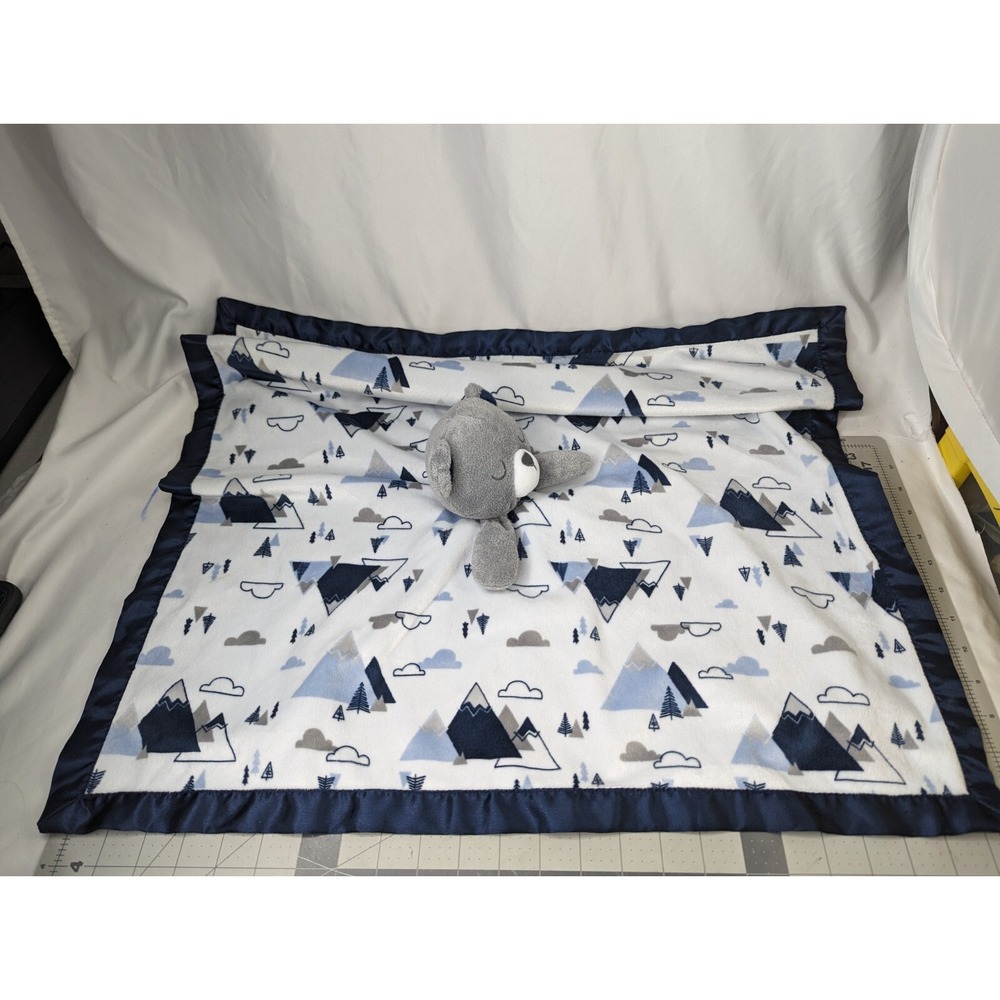 Just Born‎ Gray Bear Plush Lovey Security Blanket Stuffed Animal Toy